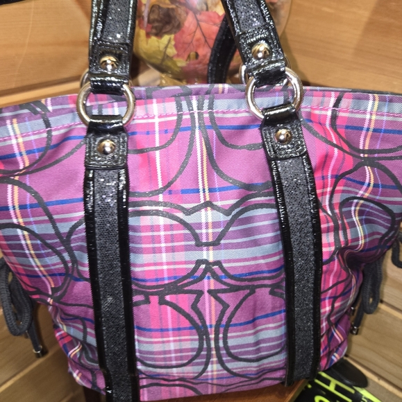 Coach Poppy Plaid Purple Tartan 2-way Shoulder Bag